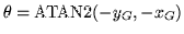 $\theta = \ATAN (-y_G,-x_G)$