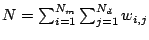 $ N = \sum_{i=1}^{N_m}\sum_{j=1}^{N_d}w_{i,j}$